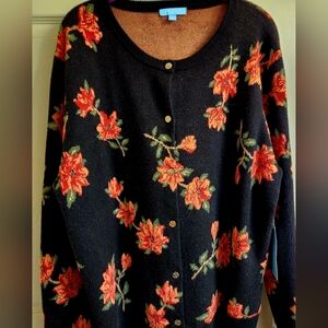 NEW! Draper James Rose Floral Cardigan Sweater Size XXL With Gold Tone Buttons